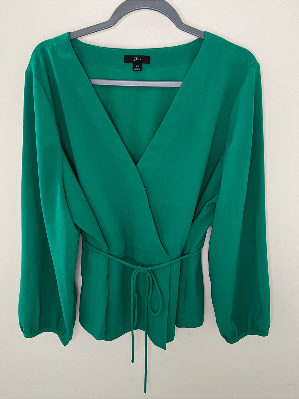 J. Crew Teal Wrap Top with Tie Waist